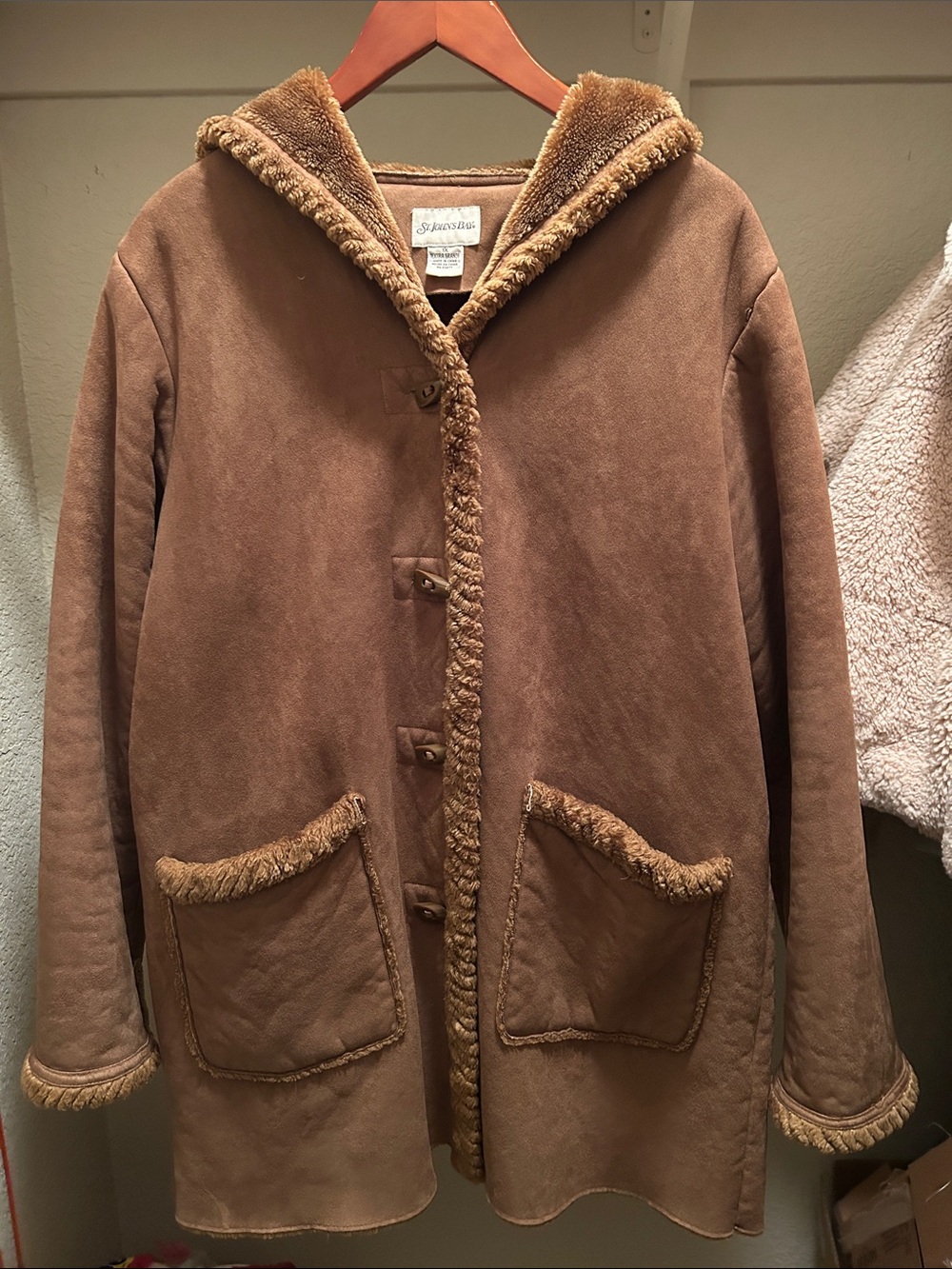 St. John's Bay Brown Teddy-Lined Hooded Jacket 1XL